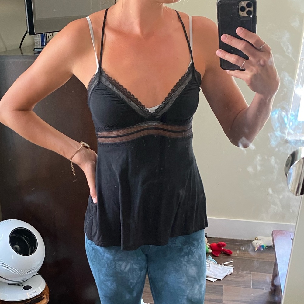 Victoria secret black lace tank S